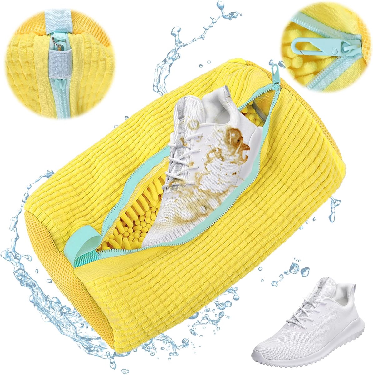 Schoenen waszak - wasmachine - met verborgen rits - geel