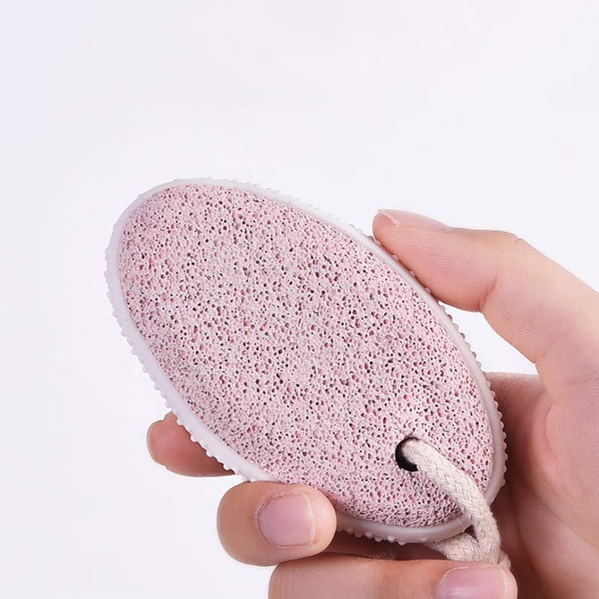 Dubbele Side Puimsteen - Voet Eelt Scrubber - Voetverzorging - Convex Anti-slip Handvat - 5.5x9.5cm - Roze