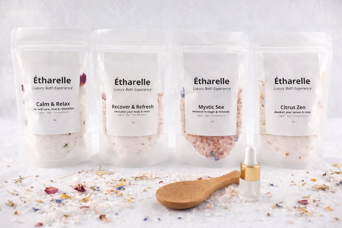 Badzout - Étharelle - Luxe bad kit set - Botanische bloemen - 360g