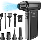 Siltcon® Air Duster Draadloos PRO - Oplaadbaar 6500 mAh - 150.000 RPM - Perslucht - Luchtblazer - Compressed Air - Turbo Fan - 5 Mondstukken - Opberghoes - LED-display - 4 Standen - O.a. Auto, Luchtbed, Bladeren en Sneeuw