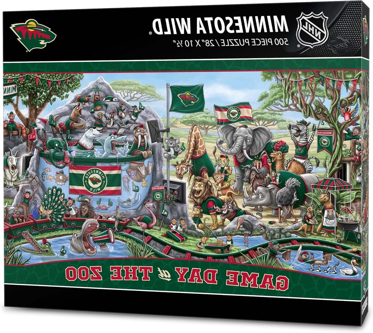 Legpuzzel 500 Stukjes - Puzzelspel Puzzel - Familieactiviteit - Originele Illustraties - 28 x 10.5 Inch - Team Kleuren