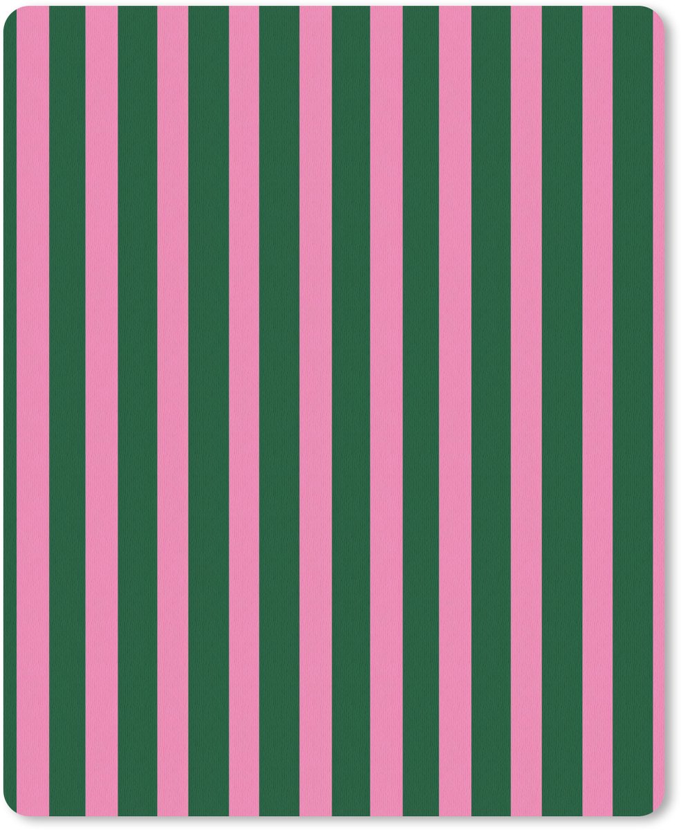 Muismat 12x16 cm - Mousepad Verticale strepen - Groen - Roze - Muismatten