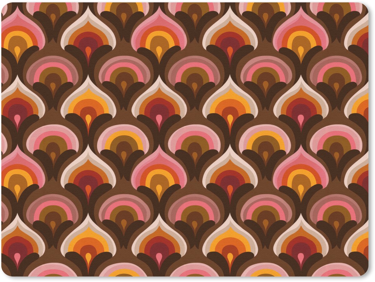 Muismat 12x10 cm - Mousepad Patroon - Retro - Kleurrijk - Muismatten