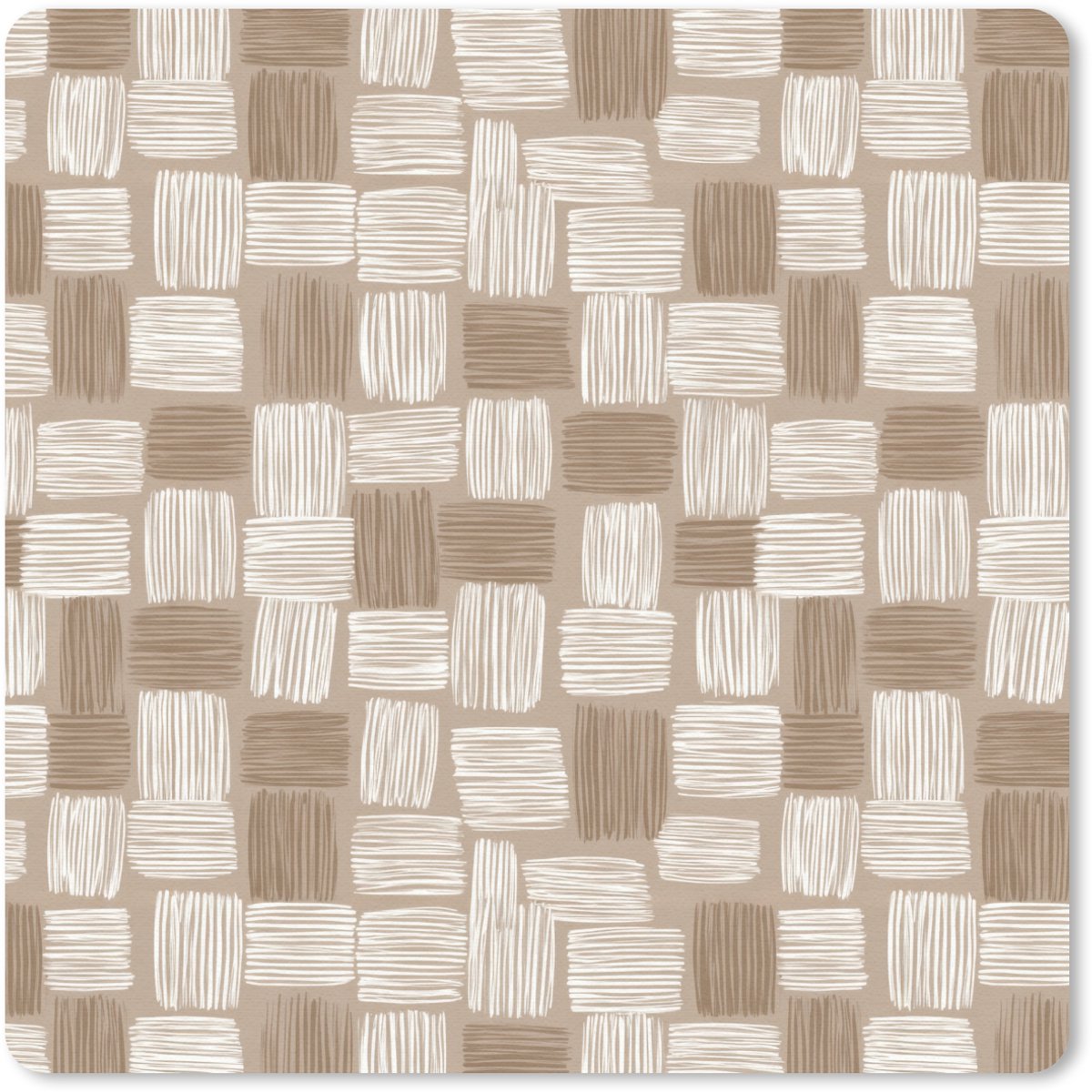 Muismat 30x30 cm - Mousepad Blok - Patroon - Bruin - Muismatten
