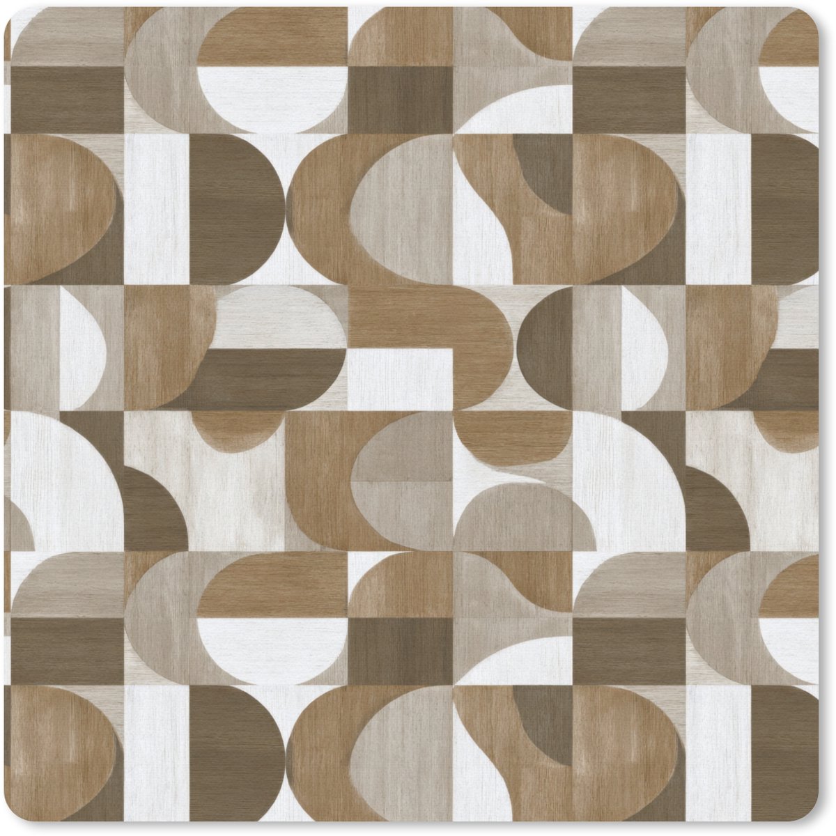 Muismat 30x30 cm - Mousepad Abstract - Retro - Bruin - Muismatten