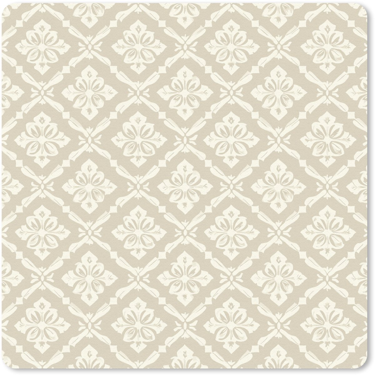 Muismat 30x30 cm - Mousepad Floraal - Ornament - Beige - Muismatten