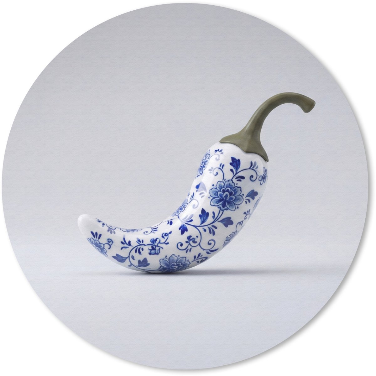 Muismat rond 30x30 cm - Mousepad Chilipeper - Keramiek - Blauw - Ronde muismatten