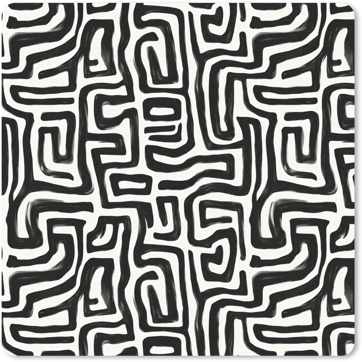 Muismat 30x30 cm - Mousepad Grafisch - Lijnen - Zwart - Wit - Muismatten
