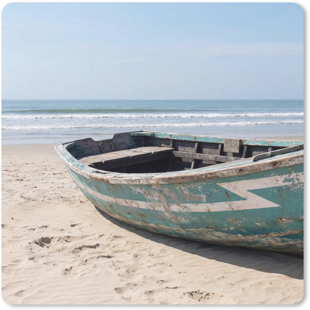 Muismat 20x20 cm - Mousepad Boot - Zandstrand - Zee - Muismatten