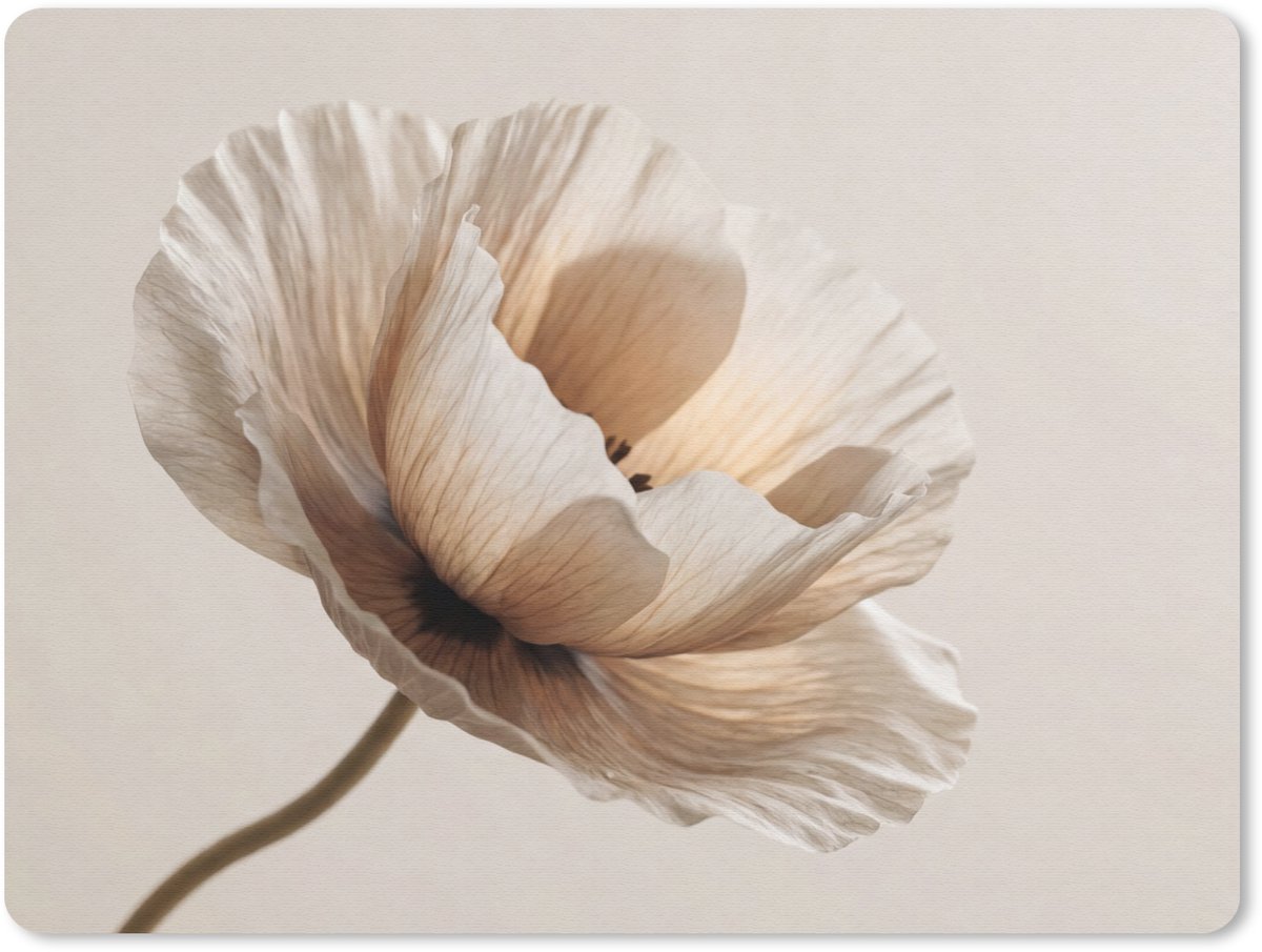 Muismat 12x10 cm - Mousepad Bloem - Beige - Crème - Muismatten