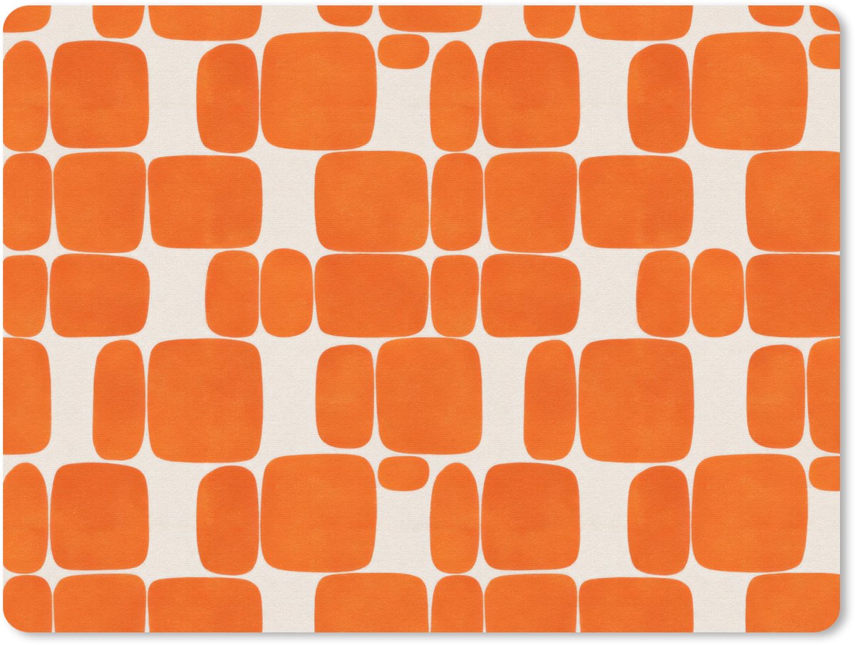 Muismat 12x10 cm - Mousepad Patroon - Retro - Oranje - Muismatten