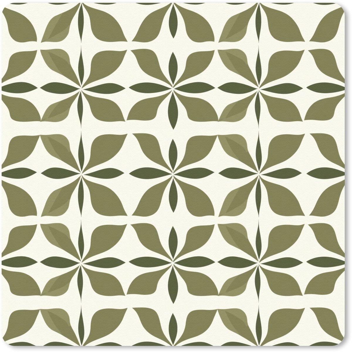 Muismat 30x30 cm - Mousepad Botanisch - Retro - Groen - Muismatten