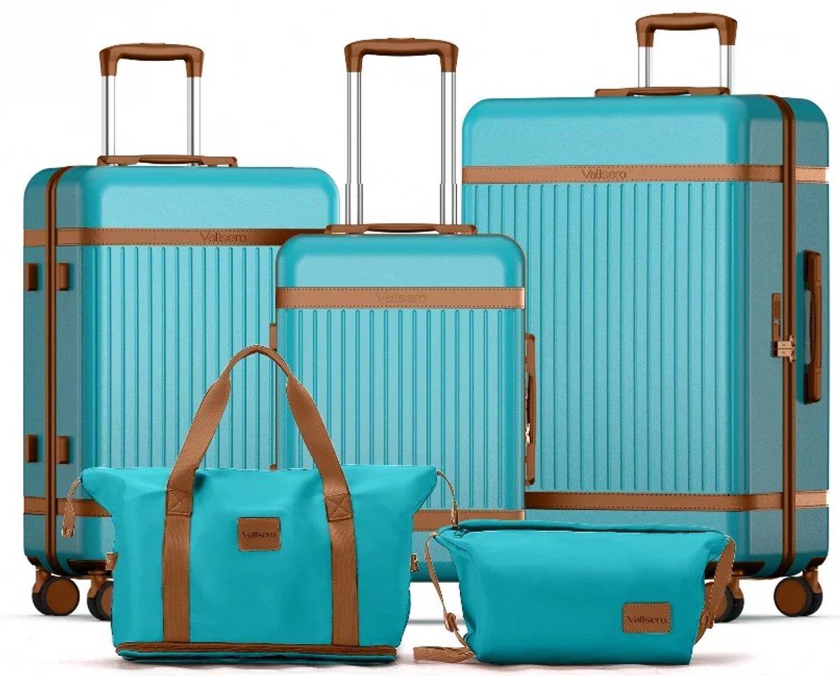 Geargalaxy bagageset - Koffers - Koffer - Kofferset - Handbagage - Ruimbagage - Reistas - Toilettas - Met slot - Hardcase - Blauw