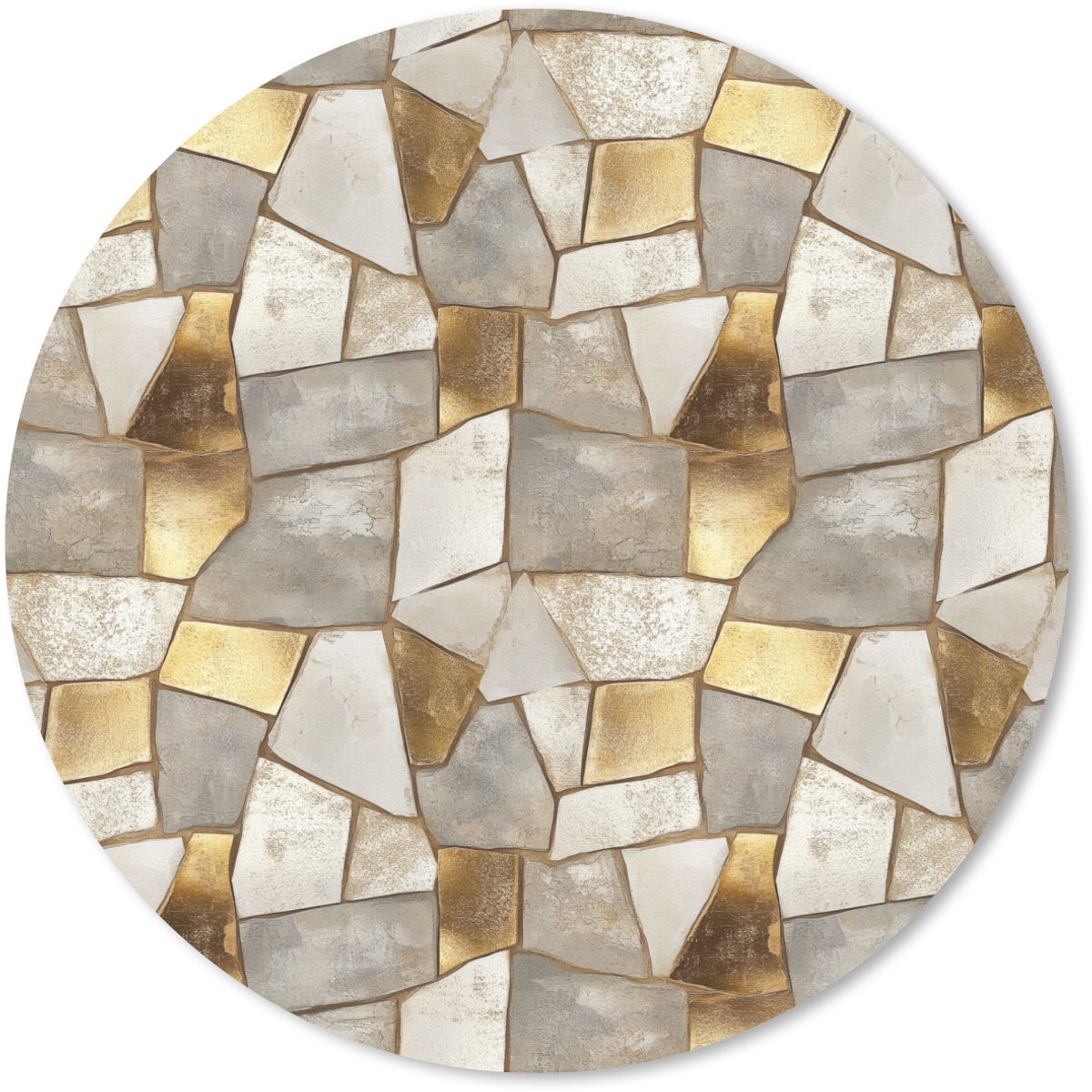 Muismat rond 40x40 cm - Mousepad Mozaïek - Marmer print - Goud - Ronde muismatten