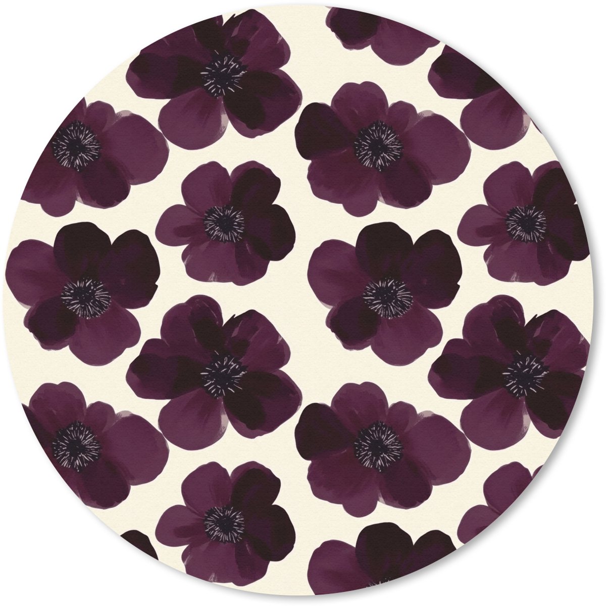 Muismat rond 40x40 cm - Mousepad Bloemen - Aquarel - Paars - Ronde muismatten