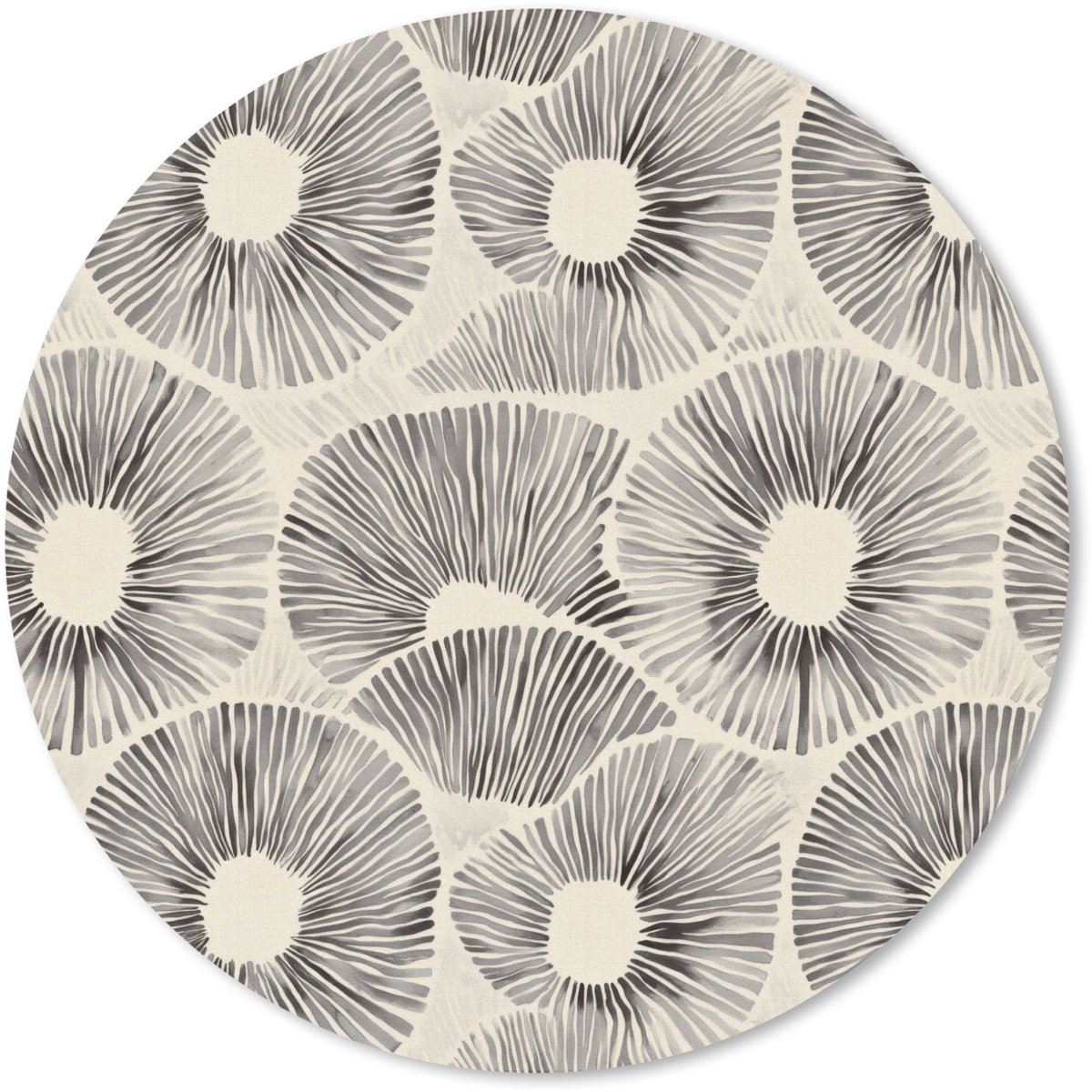 Muismat rond 20x20 cm - Mousepad Cirkels - Patroon - Zwart - Ronde muismatten