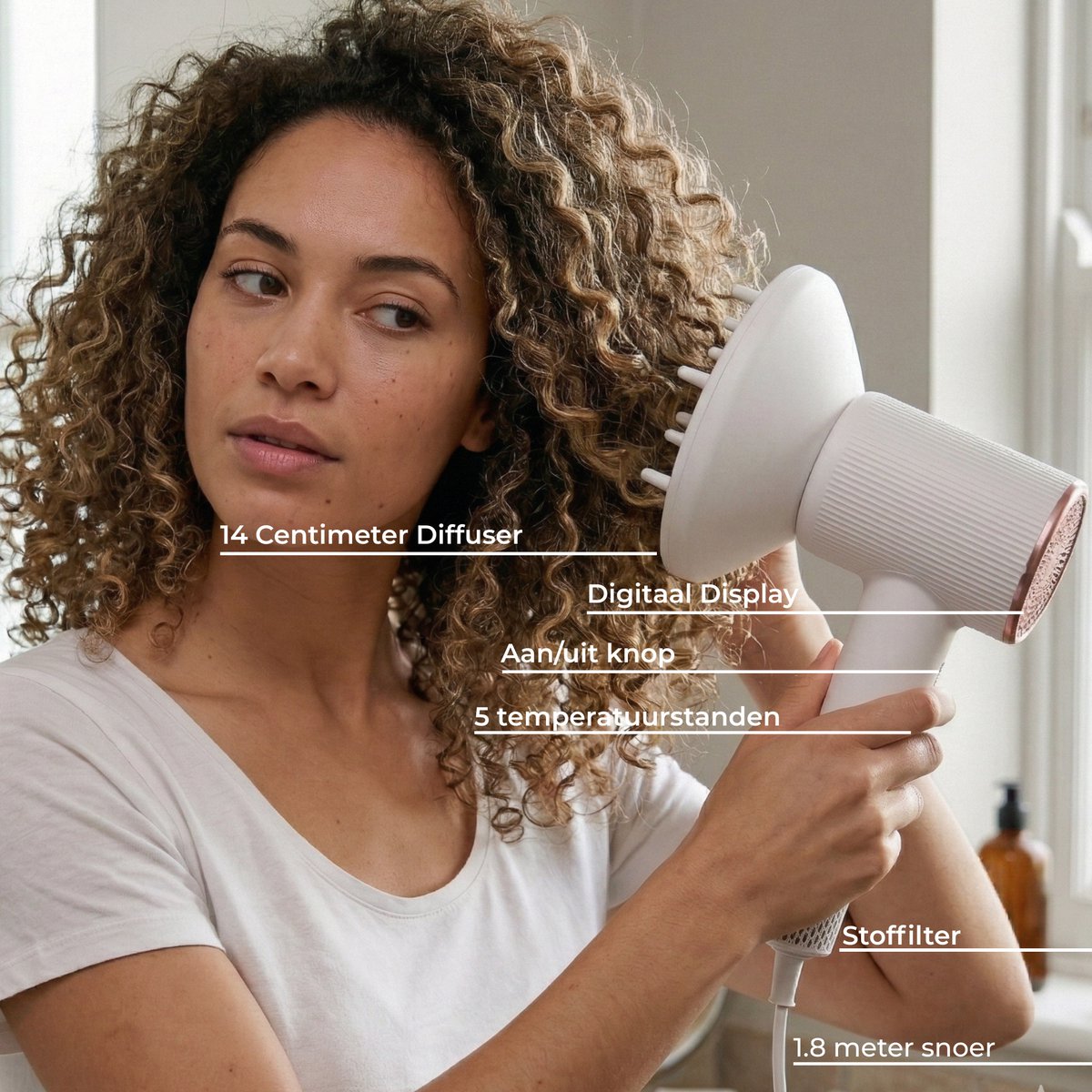 Avenzo Föhn met Diffuser - Ionische Haardroger - 1600 Watt - - afbeelding 2