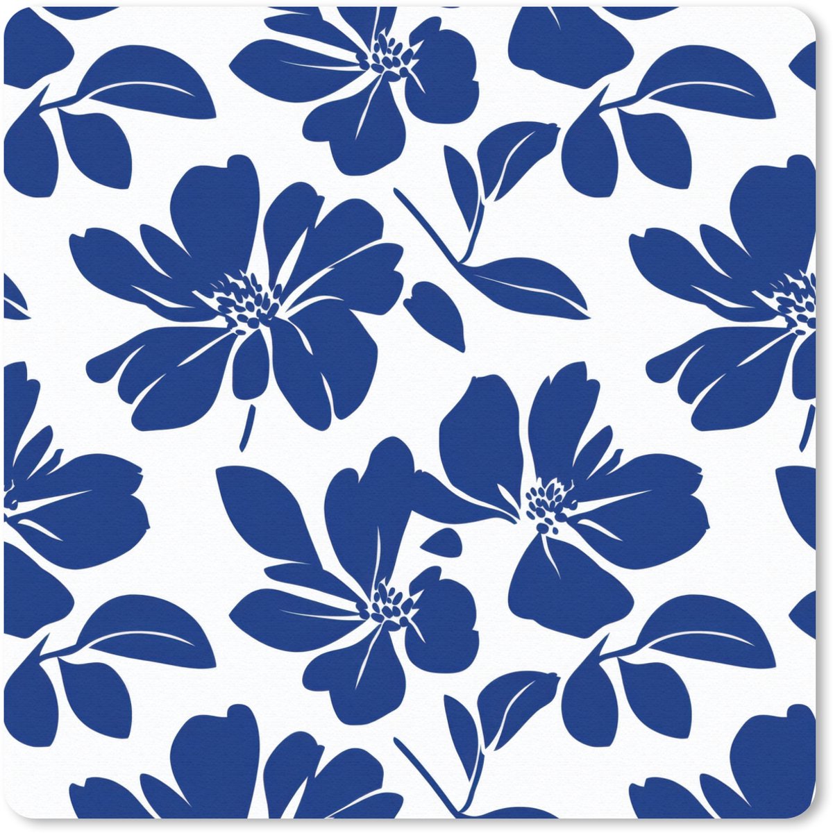 Muismat 30x30 cm - Mousepad Floraal - Modern - Blauw - Muismatten