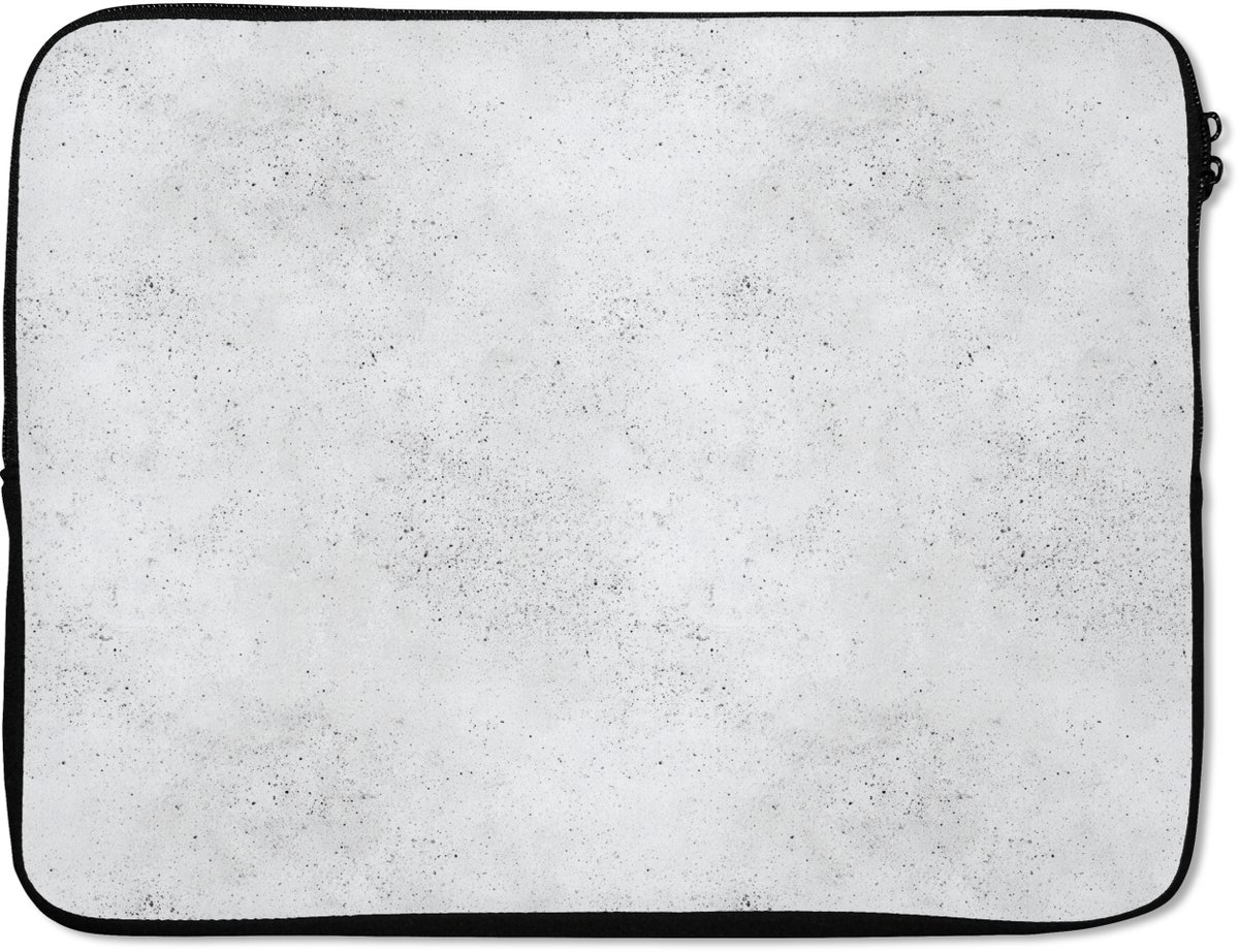 Laptophoes 17 inch - Lichtgrijs - Betonstructuur - Subtiel - Laptop sleeve - Binnenmaat 41x28 cm - Zwarte achterkant