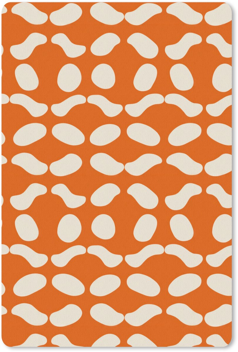 Muismat 13x20 cm - Mousepad Oranje - Organische vormen - Wit - Muismatten