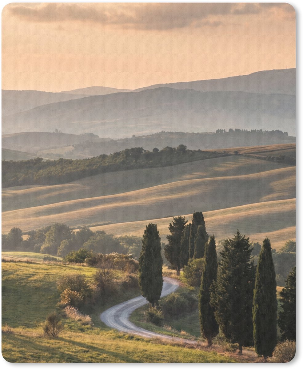 Muismat 12x16 cm - Mousepad Toscaans - Landschap - Heuvels - Muismatten