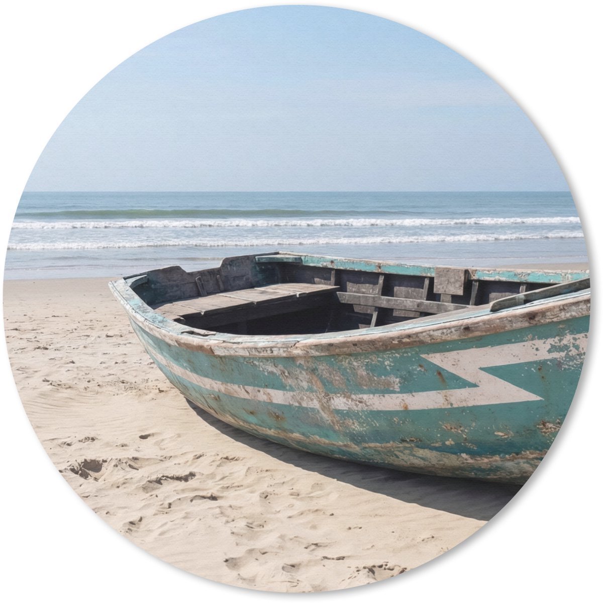 Muismat rond 20x20 cm - Mousepad Boot - Zandstrand - Zee - Ronde muismatten