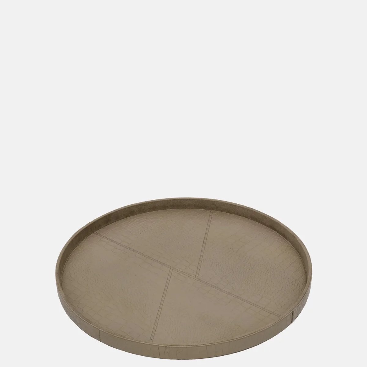 Chamada Merel leren dienblad rond croco M taupe