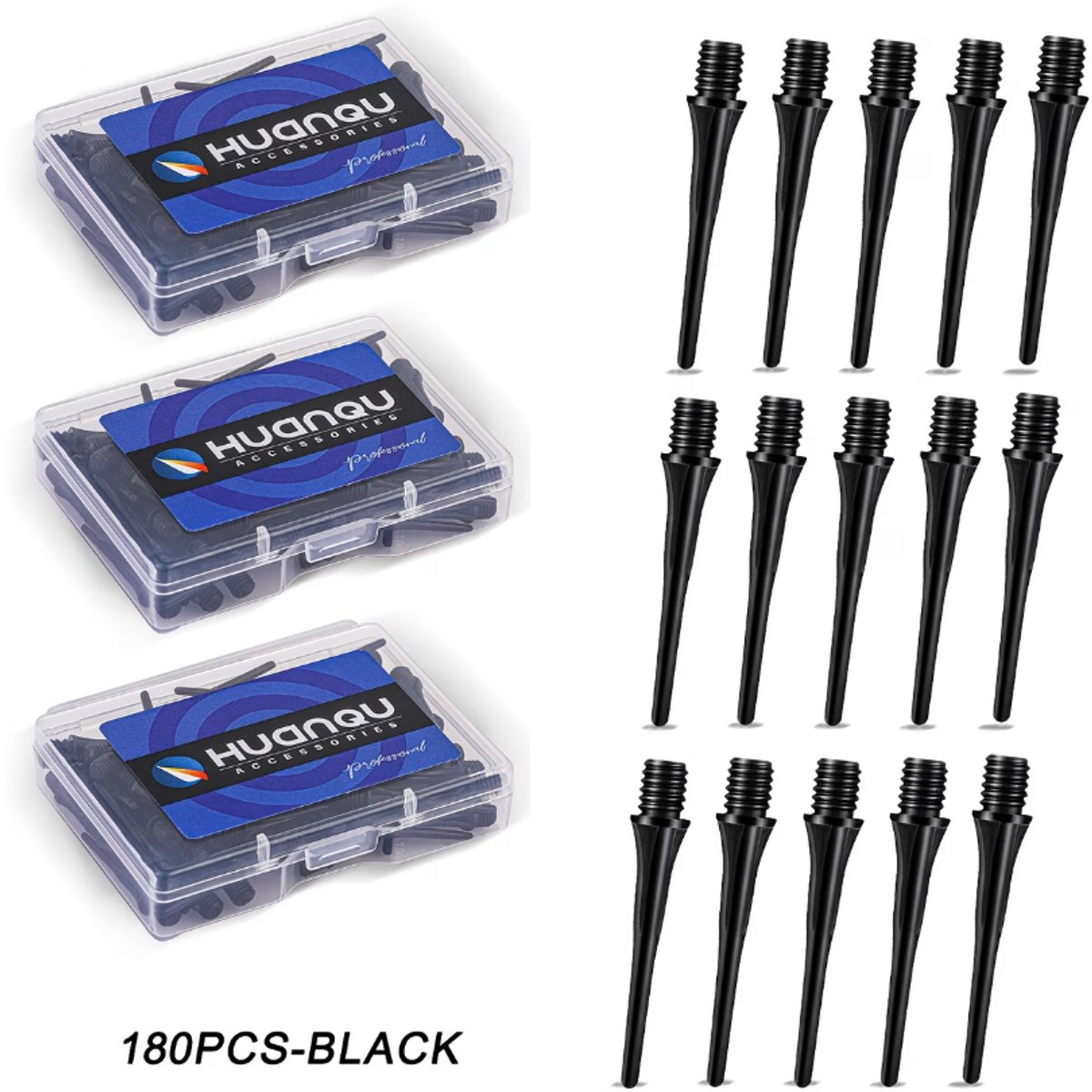 Zwarte dart tips soft tip set 120 stuks darts accessoires kunststof dart punten vervangbare soft tips voor elektronische dartborden inclusief opbergdoosjes