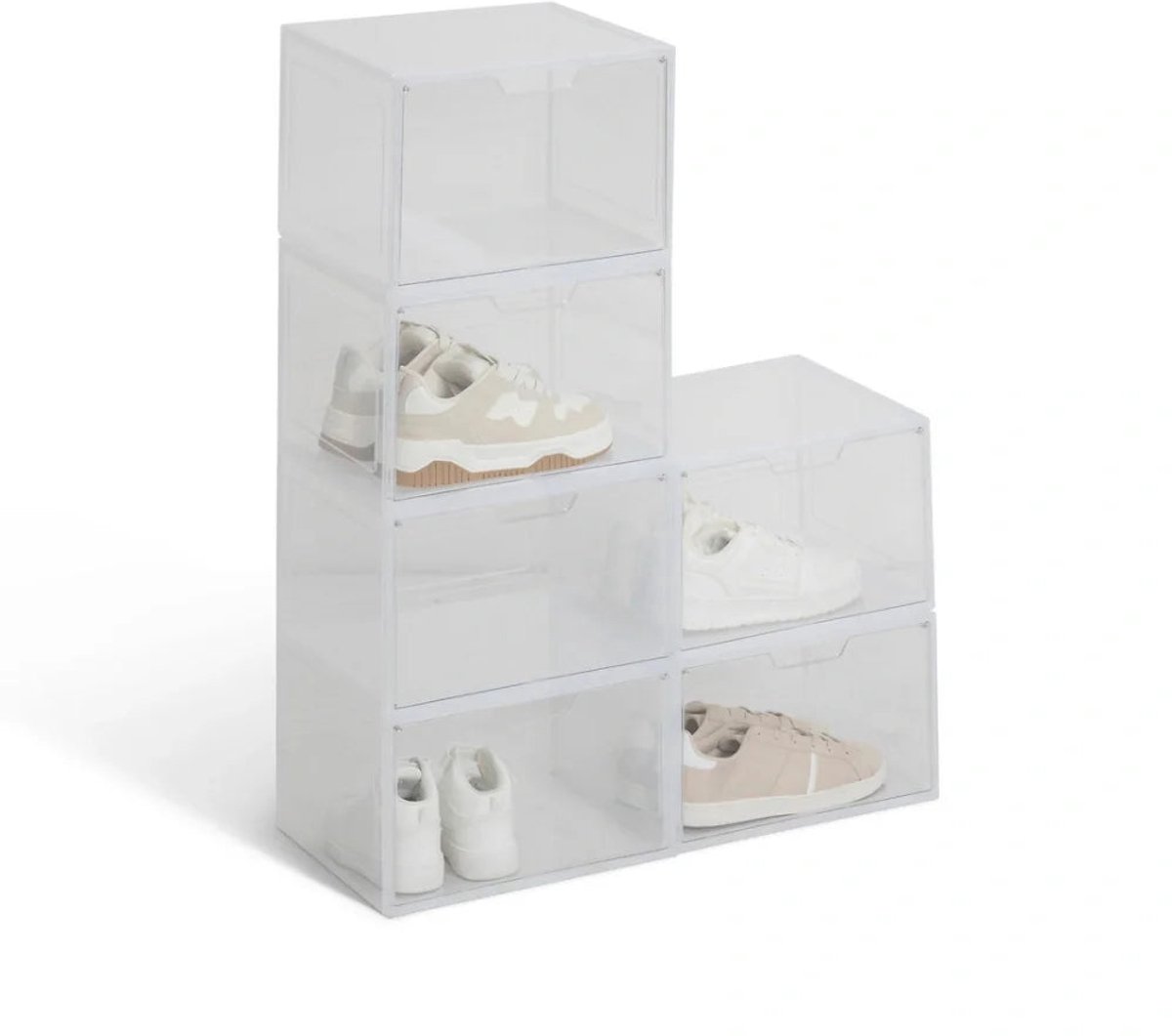 Sneakerbox magneetsluiting 6-delige set Five® - Transparant - Stapelbaar