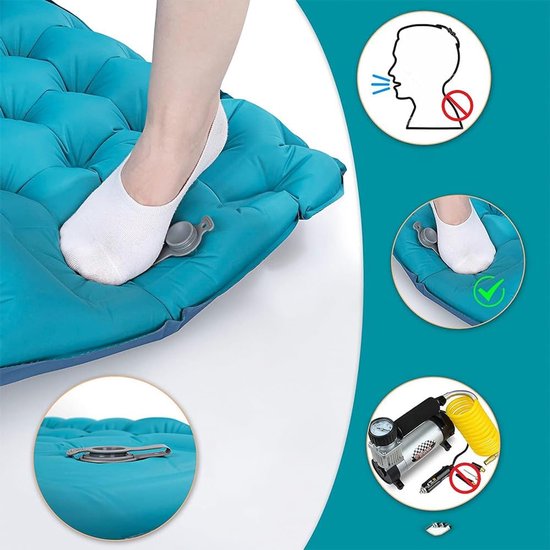 Camping Matras - Opvouwbaar Matras - Vouwmatras - Camping Matje - Slaapmat - Logeer Matras - Luchtmatras - Kampeer Matras - Camping Bedje - 196 x 68 x 9 cm - Blauw - van Imperatoris van Camping — afbeelding 2