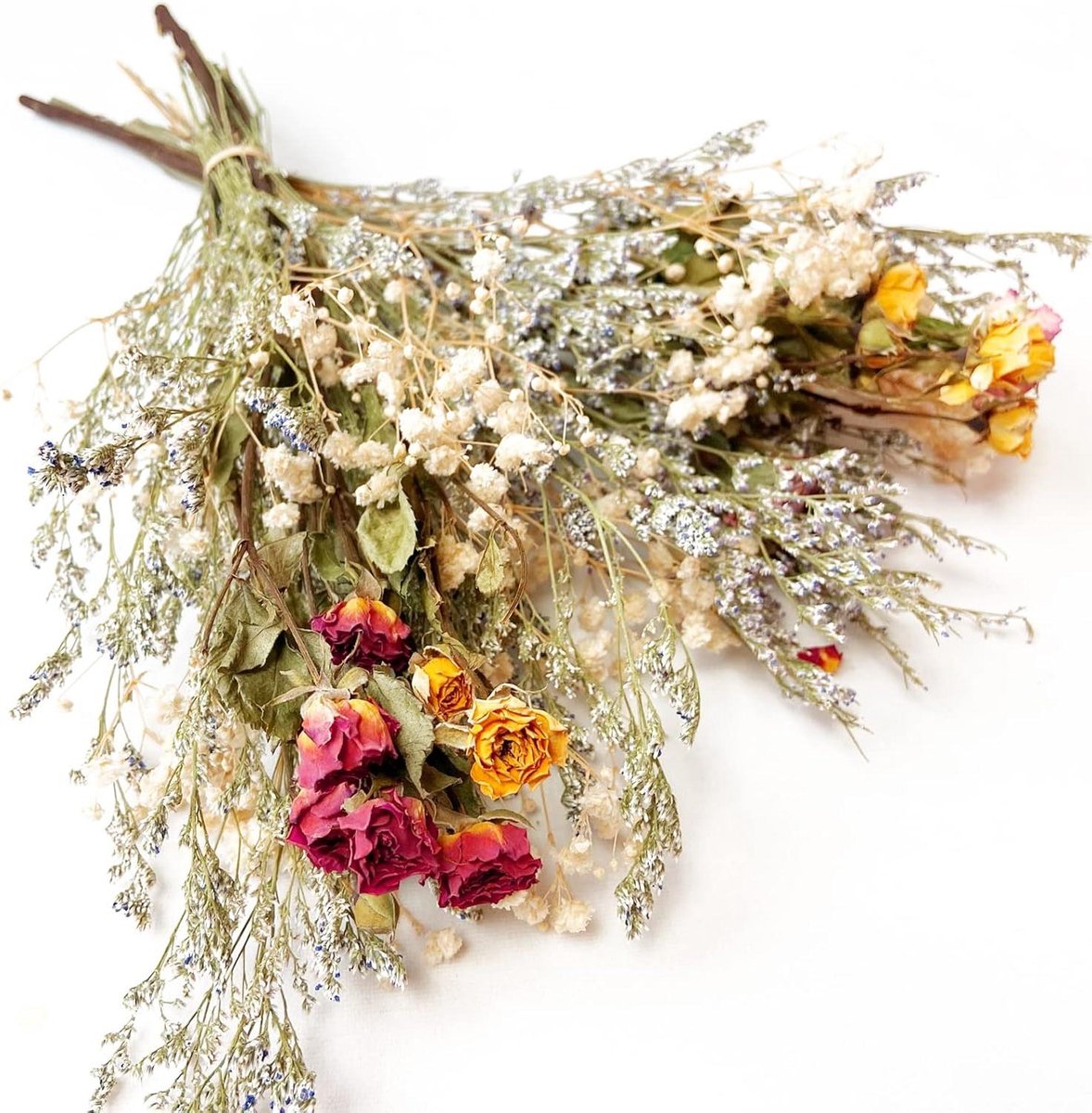 Gedroogde Bloemstukken - Echte Rozen Boeket - Huis Decoratie - Natuurlijk Gedroogd - 0.15 Kilogram - Geel Rood