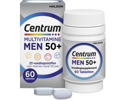 Centrum Men 50+ - Multivitaminen - 13 Vitaminen & 10 Mineralen - Tabletten - Energie, Weerstand, Spieren, Geheugen - Bevat Vitamine B6, B12, C, Ijzer en Magnesium - 60 - 60 stuks