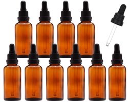 Pipetflesjes 50ml 10 stuks - Glazen Flesje met Pipet - Lege 50 ml Pipetflesjes met Garantiesluiting