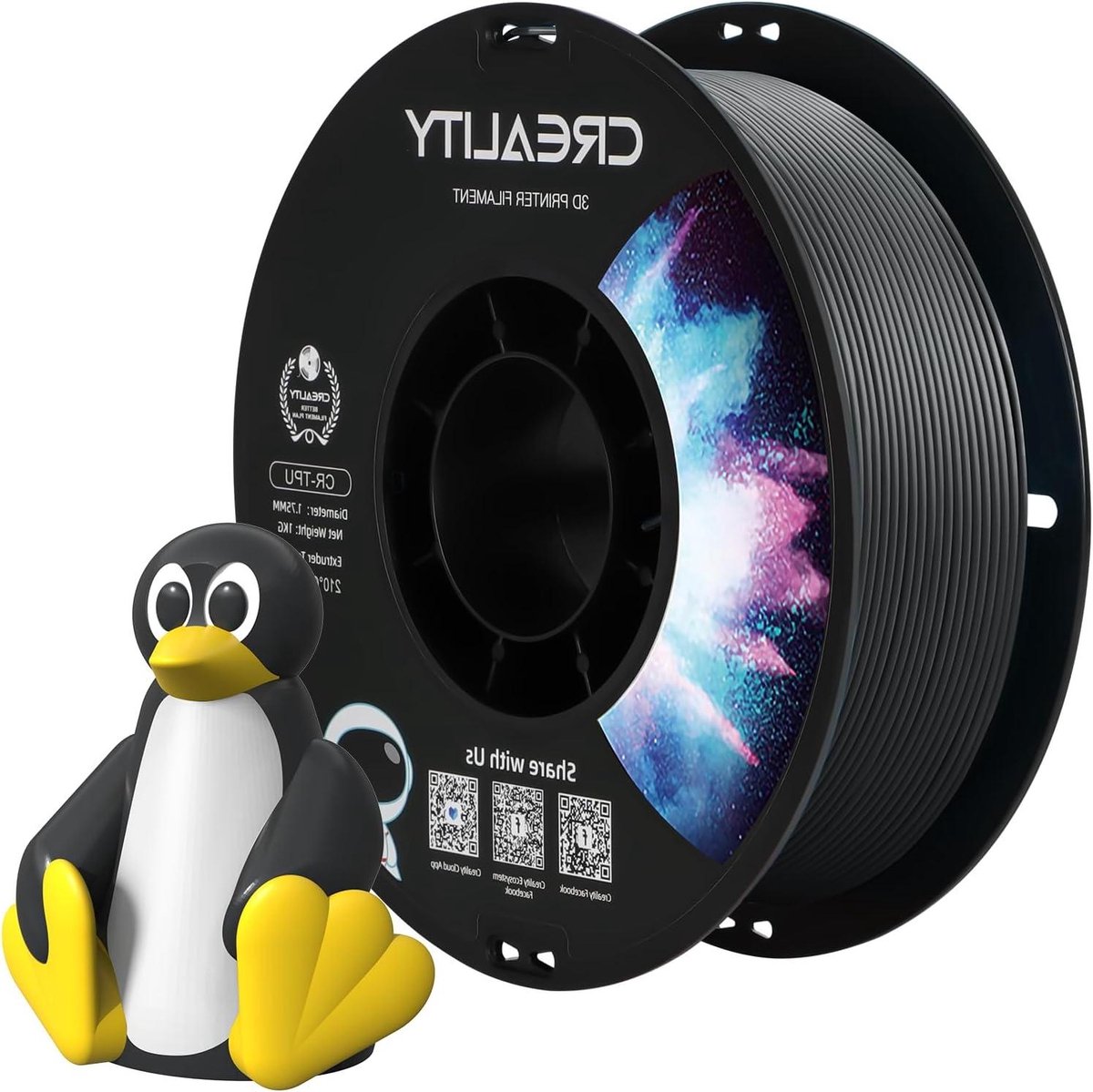TPU Filament - Flexibel Filament - 3D Printen - Geen Klit - 1.75mm 1kg - Zwart