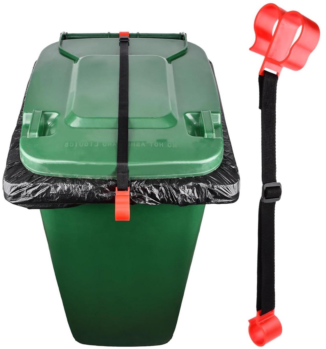 Vuilnisbak Deksel Riem - Afvalbak Slot - Dieren Buiten Houden - Verstelbare Lengte - 47-75 cm - Zwart met rood