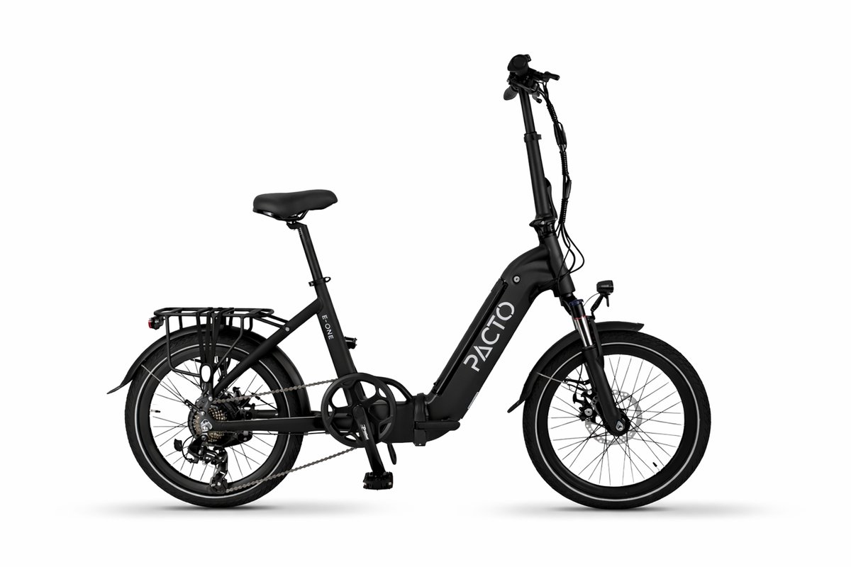 PACTO E-ONE - elektrische vouwfiets - lage instap - Shimano 7 speed - Schijfremmen - Zwart