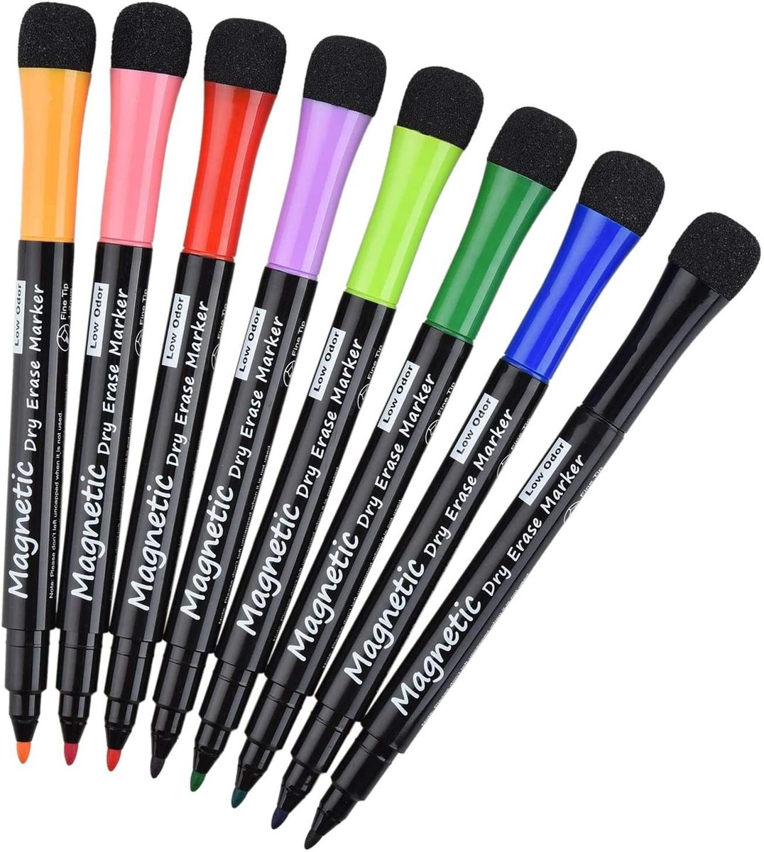 Dry Erase Markers - 8 Pack - Willingood Low Odor White Board Markers met Erasers voor Kids - Teacher Supplies voor Classroom en White Board Gebruik - Kalender - Fijne Tip