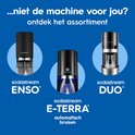 Drie SodaStream machines: Enso, E-Terra en Duo, met de tekst 'ontdek het assortiment'.