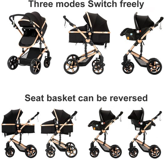 Innovastore Kinderwagen - Wandelwagen - Kinderwagen 3-1 - Kinderwagencombo's - Autostoeltje - Maxi-Cosi - 3-in-1 - Zwart van Merkloos — afbeelding 5