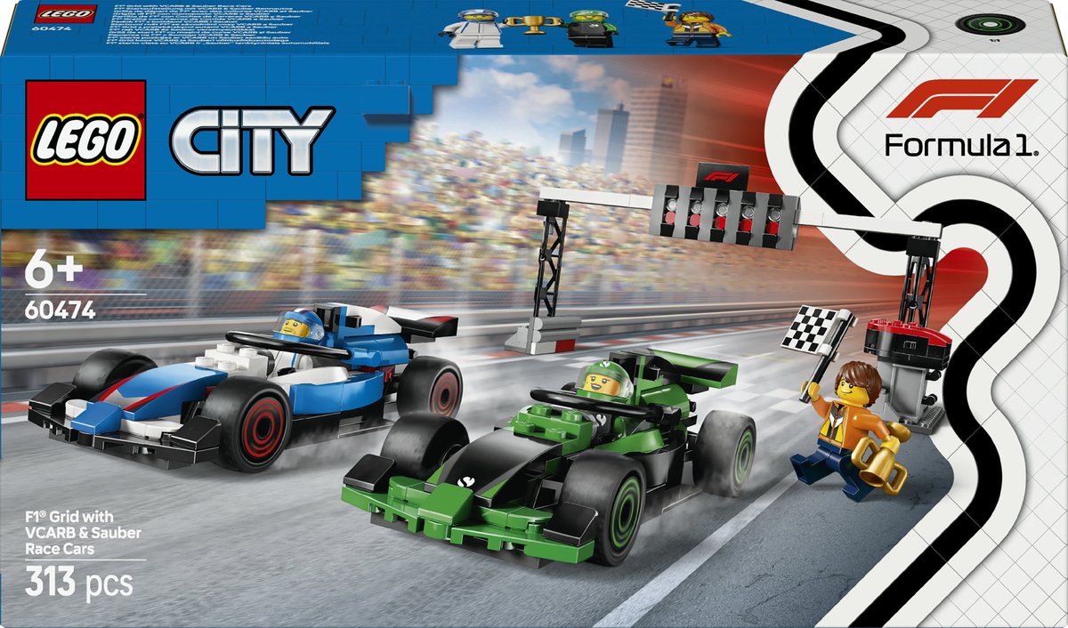 60474 LEGO City F1® grid met VCARB en Sauber racewagens