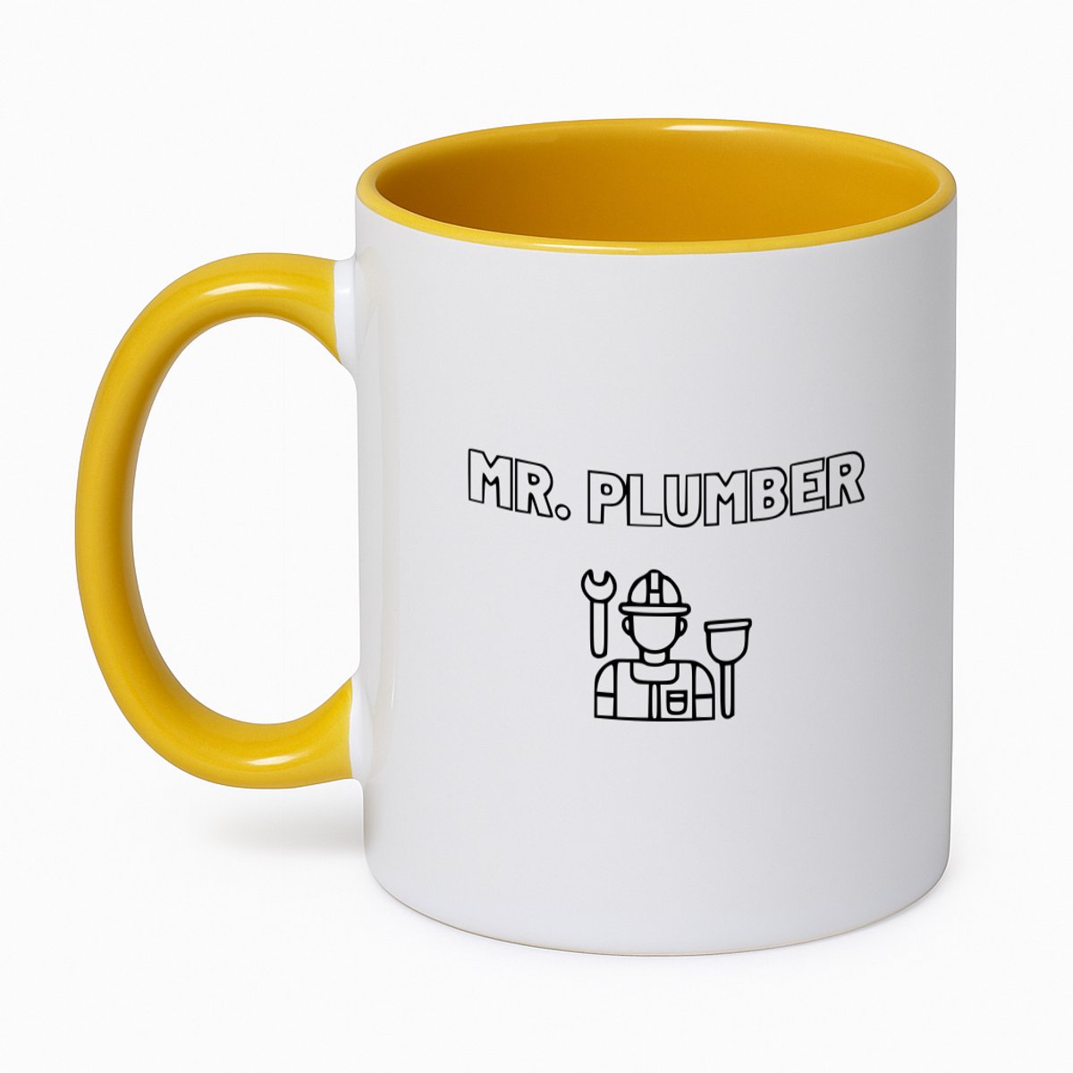Hacebo® - Loodgieter MR. plumber koffiebeker goudgeel - Loodgieter - Familie vrienden collega - thee mok - koffie beker - Cadeau - koffiemok - 350 ML inhoud