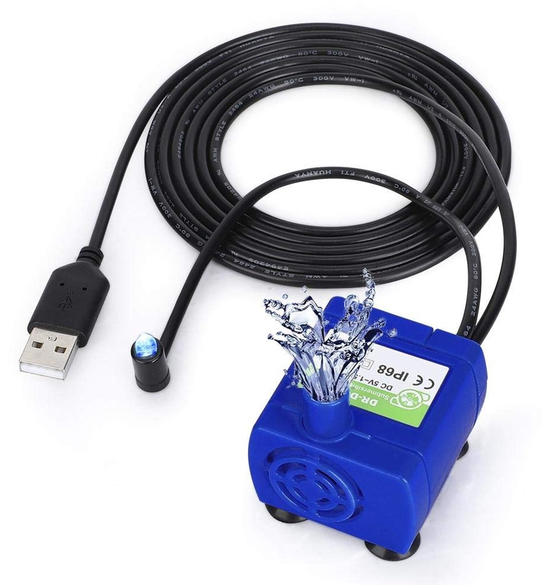 VT Goods - Vervangende Fonteinpomp - Compatibele Fonteinpompmotor - Led-verlichting - Blauw - Dierenfontein - Vers water - Geschikt voor katten