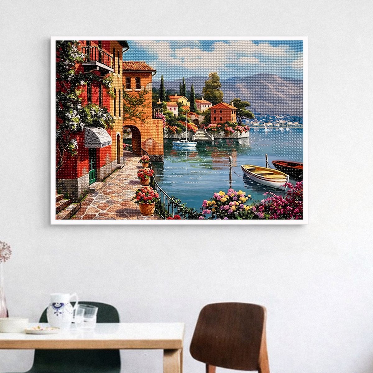 Rubye® Diamond Painting Volwassenen - Diamond Painting Kinderen - Diamond Painting Pakket Volledig - Italiaanse Kust - 40x30cm — afbeelding 4