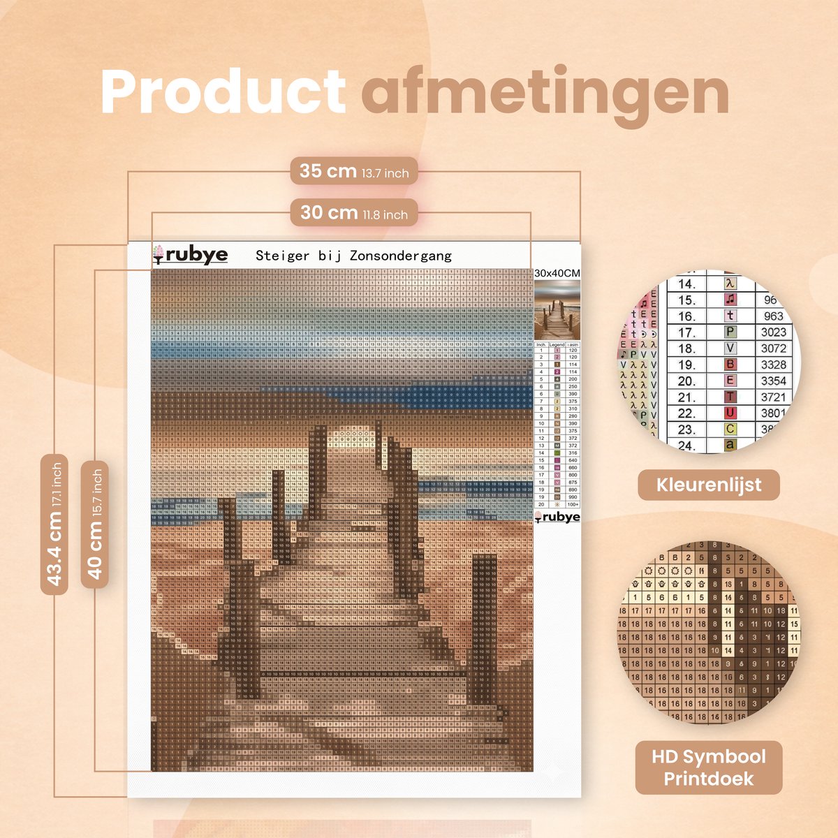 Rubye® Diamond Painting Volwassenen - Diamond Painting Kinderen - Diamond Painting Pakket Volledig - Eindeloze Steiger - 30x40cm — afbeelding 2