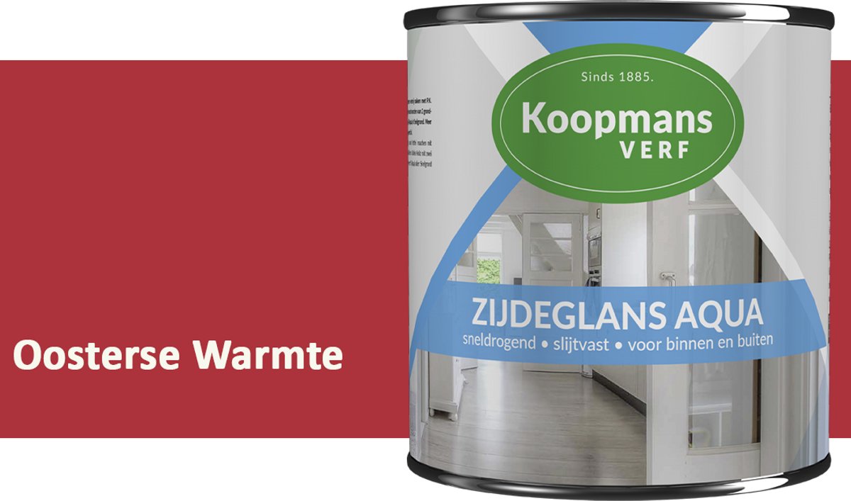 Koopmans Zijdeglans Aqua Lakverf – Zijdeglans houtlak voor kozijnen, deuren en meubels – Binnen & buiten – Watergedragen en sneldrogend – Oosterse Warmte – 750 ml