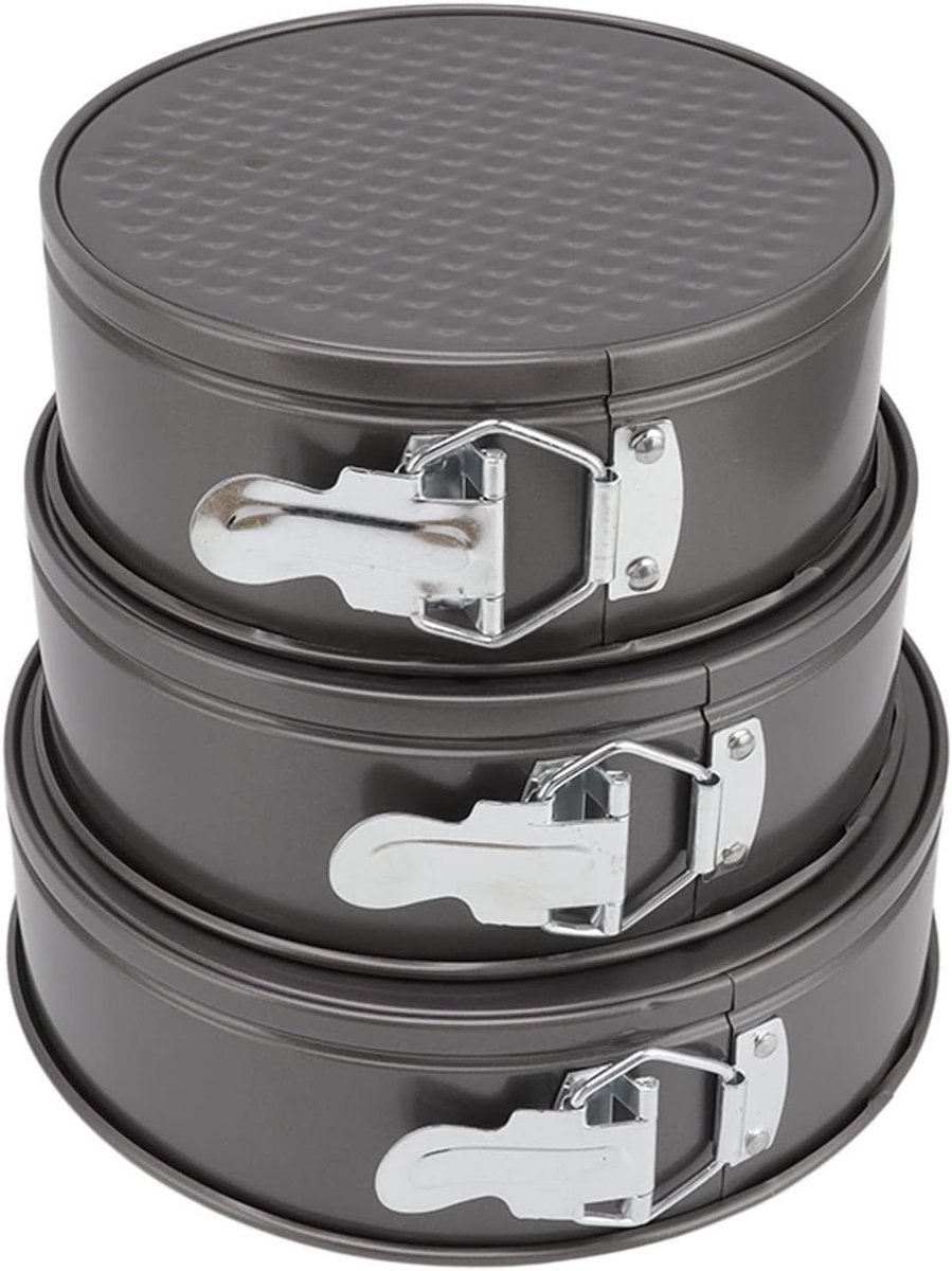 Set van 3 ronde bakvormen voor taarten, anti-aanbak met verwijderbare bodem, ideaal voor cheesecake, pizza en brood bakken (20/22/24 cm)