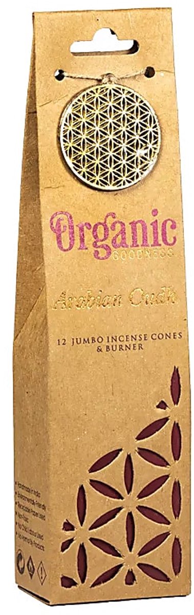 Organic Goodness Arabian Oudh wierookkegels + brander - pakket van 6 stuks - 72 g - 72g
