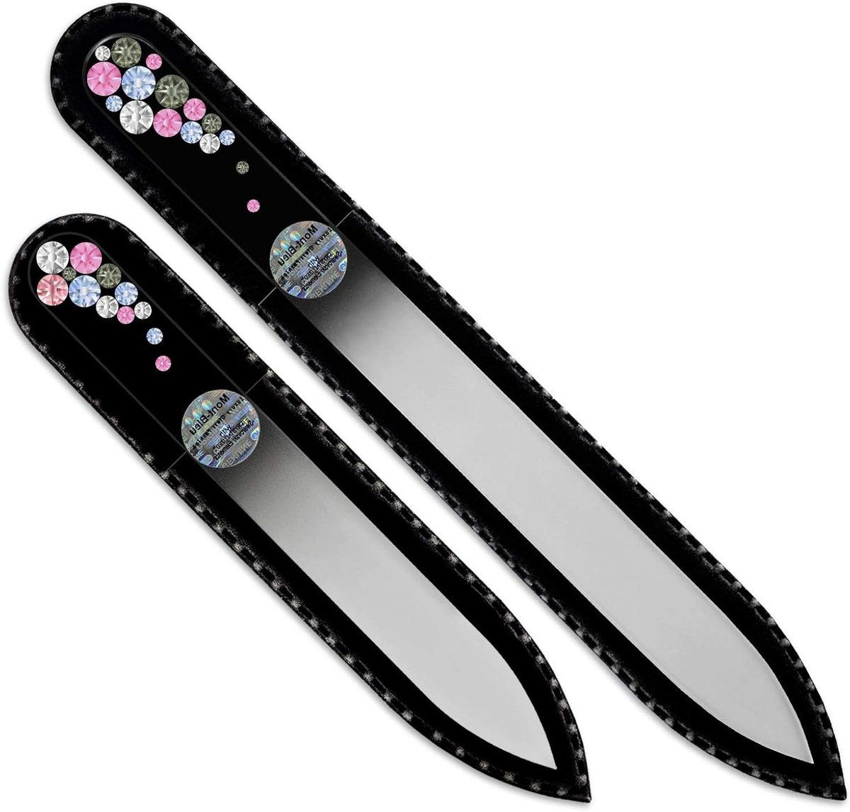 Kristallen Nagelvijlen - Glasvijlen Set - Nail Care - Hand Decorated - 13.5 cm - Zwart