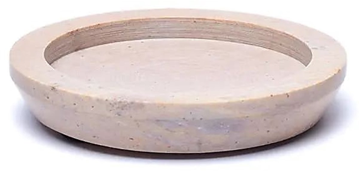 Dienblad / Kaarsbasis Rond Beige Speksteen --verpakking van 2 stuks - 9,5 cm - 9.5cm