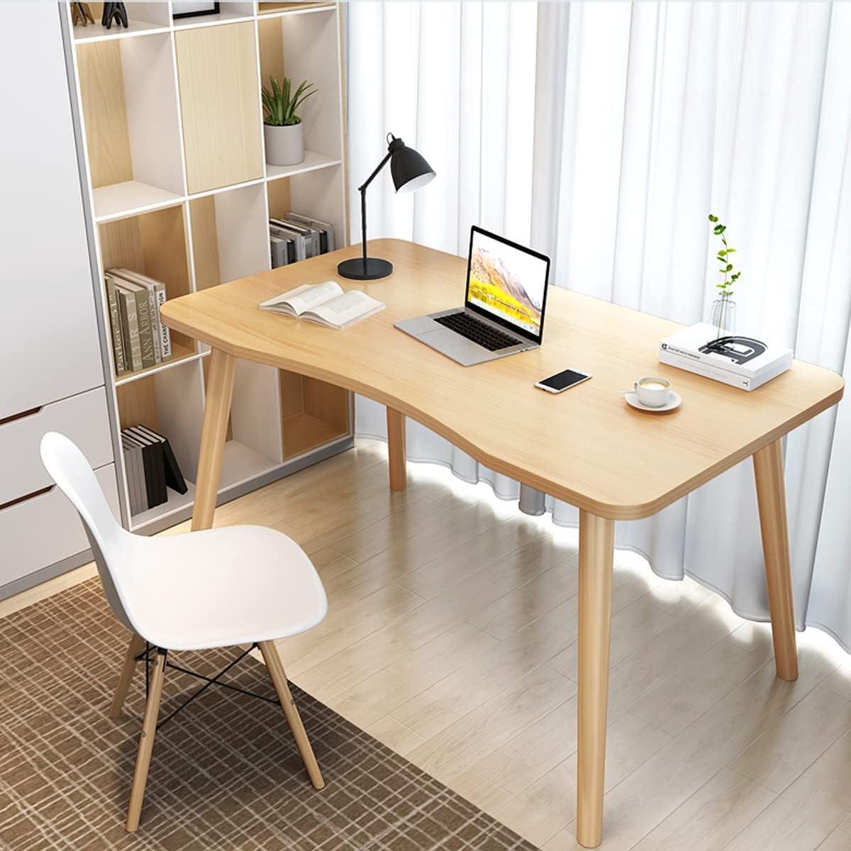 Bureau Hout - Schrijftafel Werkplek - Thuiswerken Studeren - Veilig Afrondingsontwerp - 100 x 50 cm - Natuurlijk